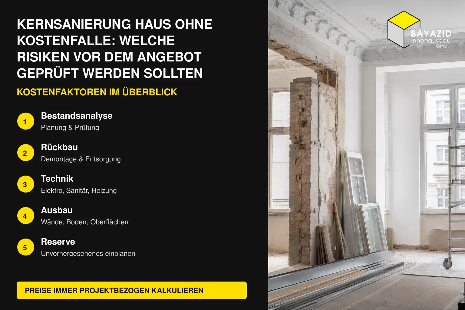 Kernsanierung Haus ohne Kostenfalle: Welche Risiken vor dem Angebot geprüft werden sollten