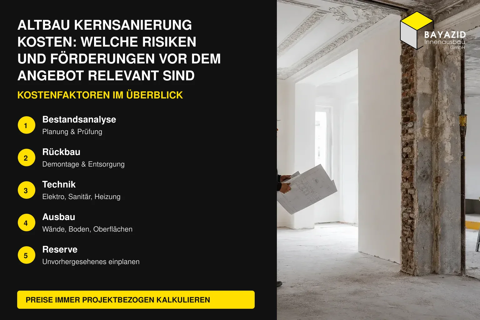 Altbau Kernsanierung Kosten: Welche Risiken und Förderungen vor dem Angebot relevant sind
