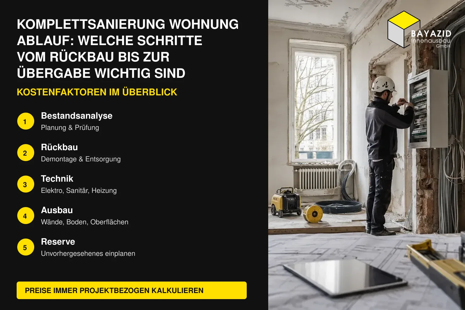 Komplettsanierung Wohnung Ablauf: Welche Schritte vom Rückbau bis zur Übergabe wichtig sind
