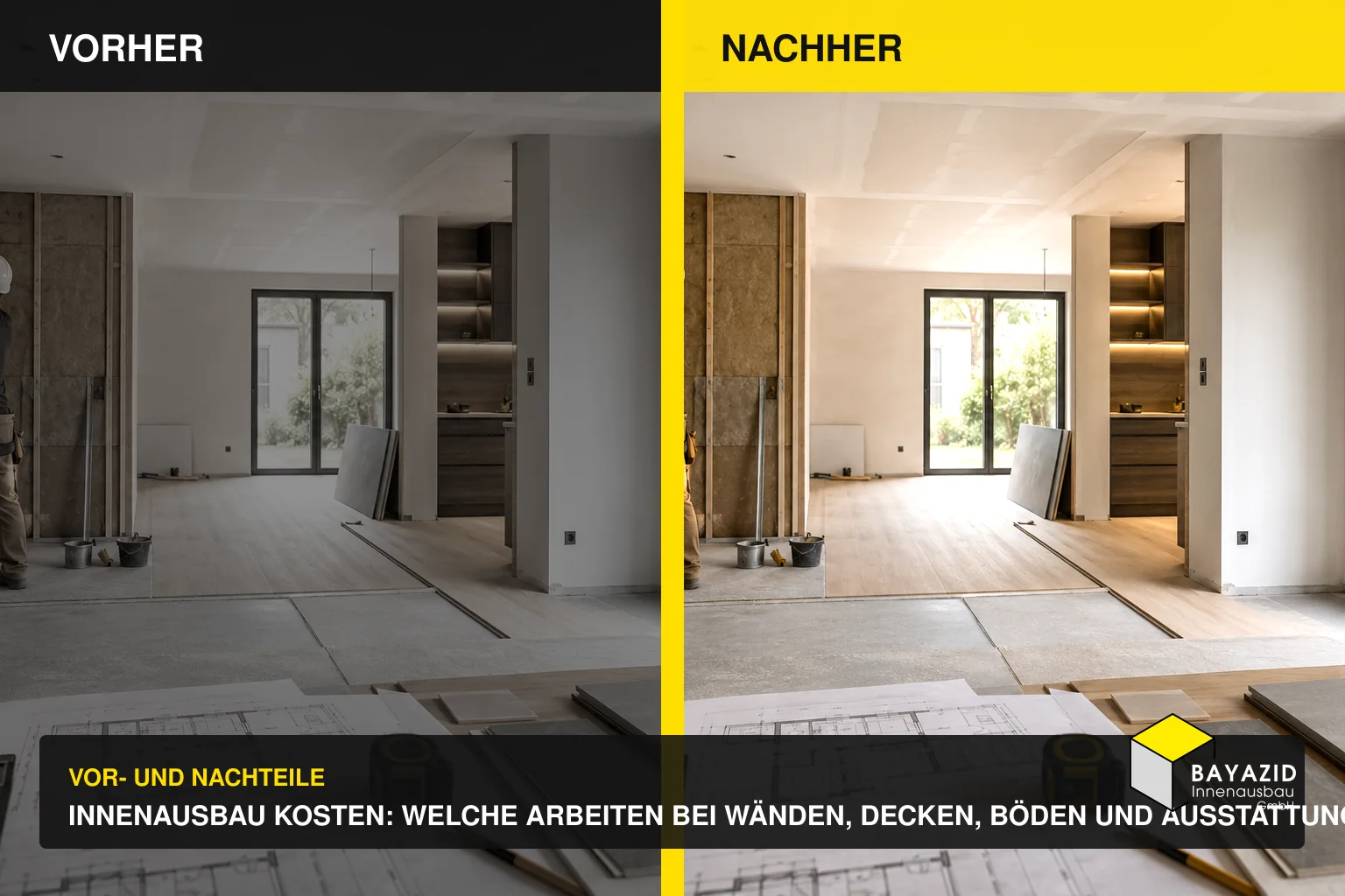 Innenausbau Kosten: Welche Arbeiten bei Wänden, Decken, Böden und Ausstattung zusammenkommen