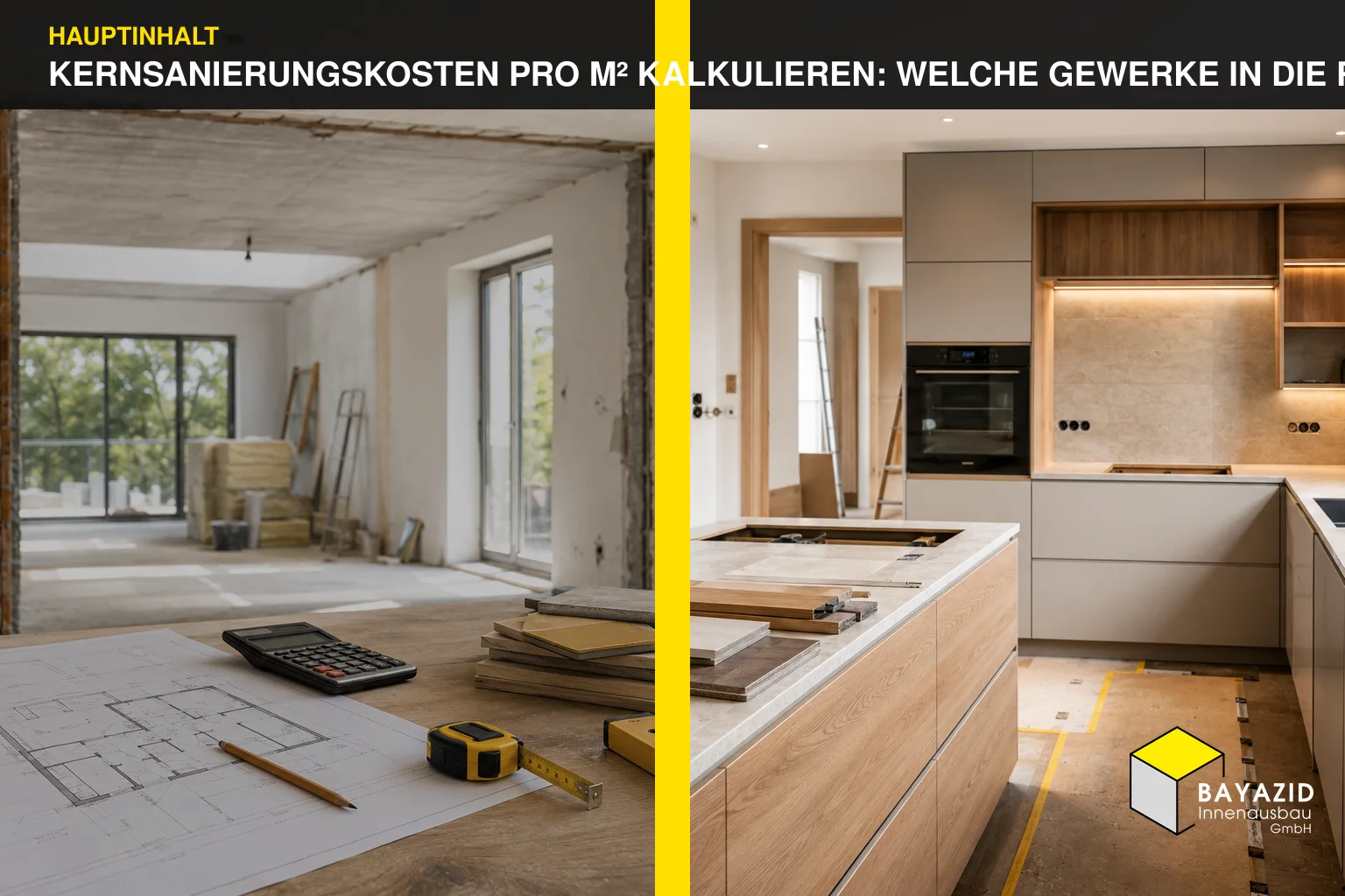 Kernsanierungskosten pro m² kalkulieren: Welche Gewerke in die Rechnung gehören