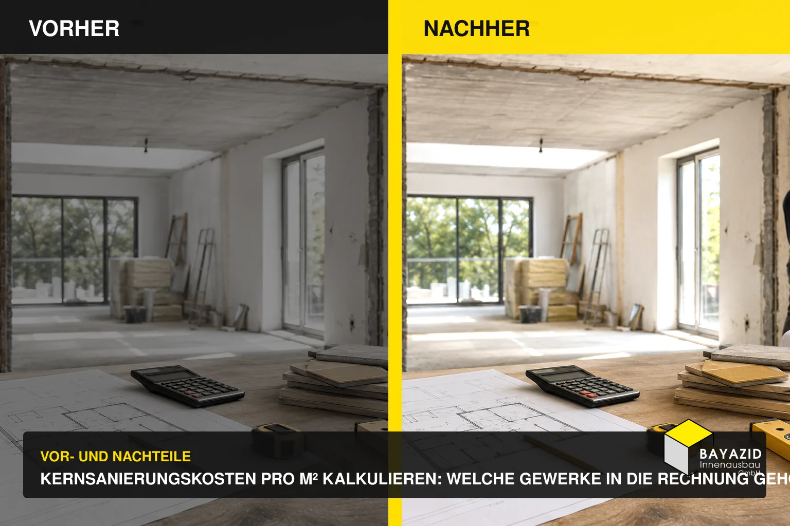 Kernsanierungskosten pro m² kalkulieren: Welche Gewerke in die Rechnung gehören