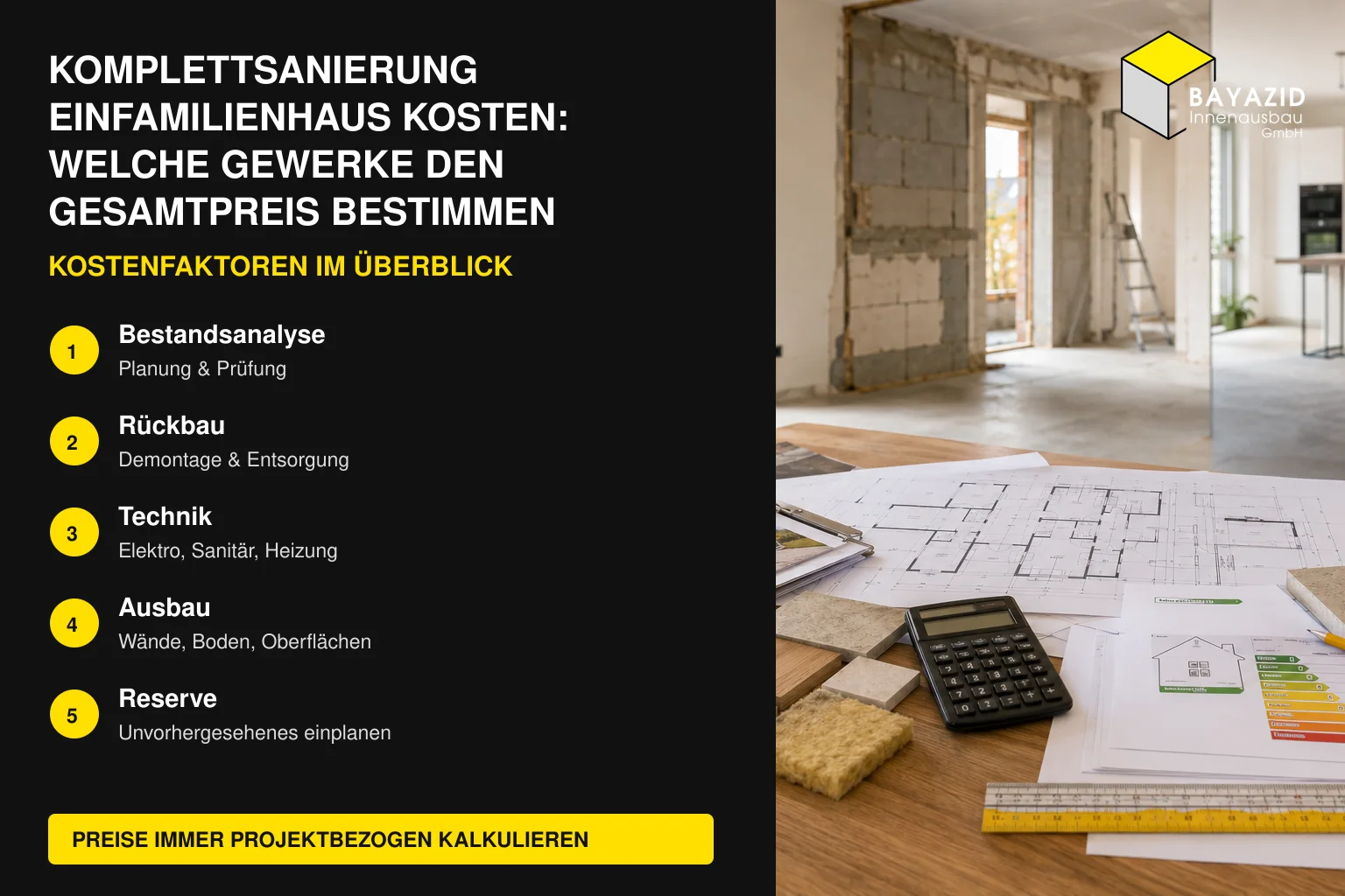Komplettsanierung Einfamilienhaus Kosten: Welche Gewerke den Gesamtpreis bestimmen