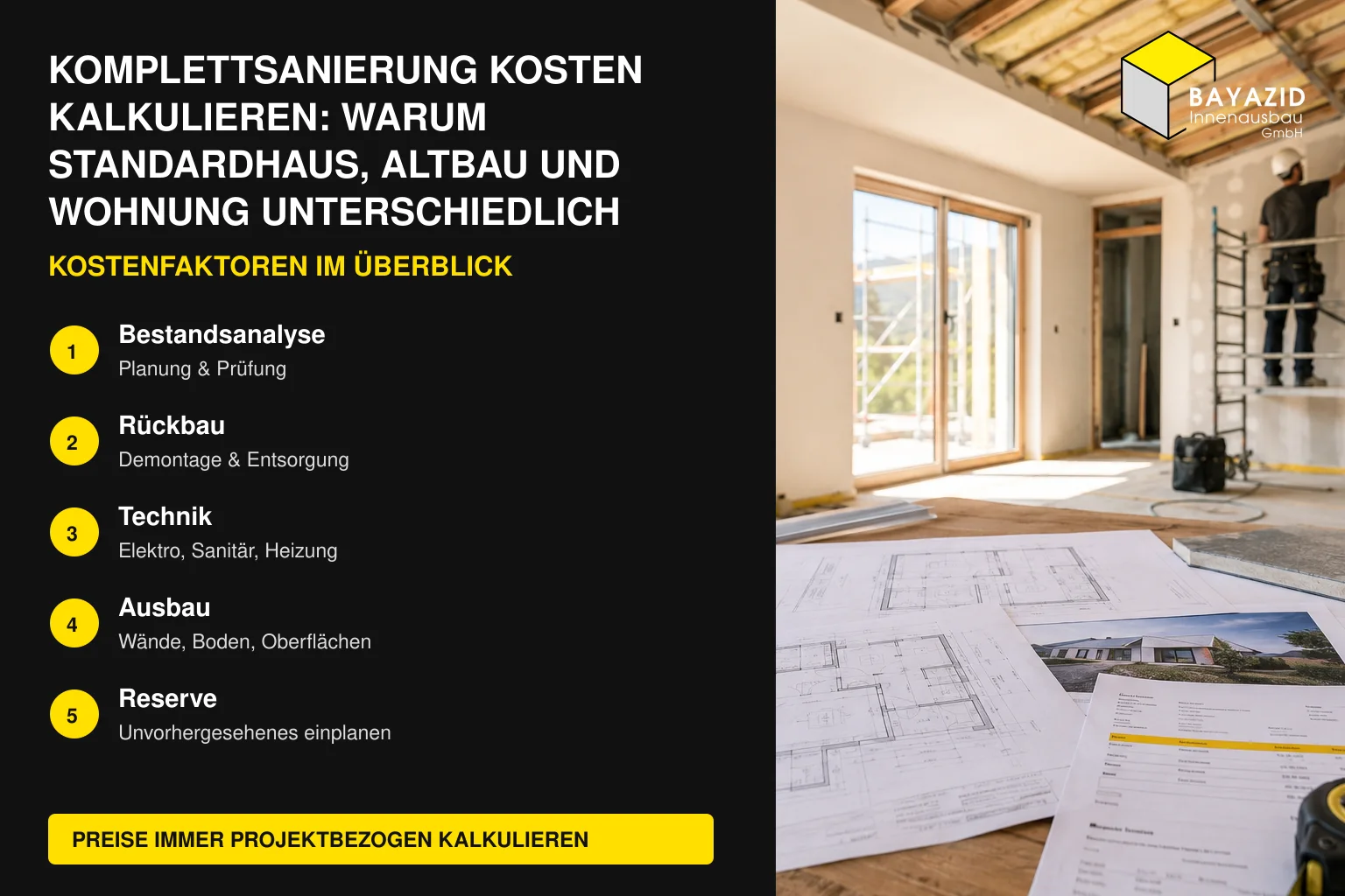 Komplettsanierung Kosten kalkulieren: Warum Standardhaus, Altbau und Wohnung unterschiedlich bewertet werden müssen