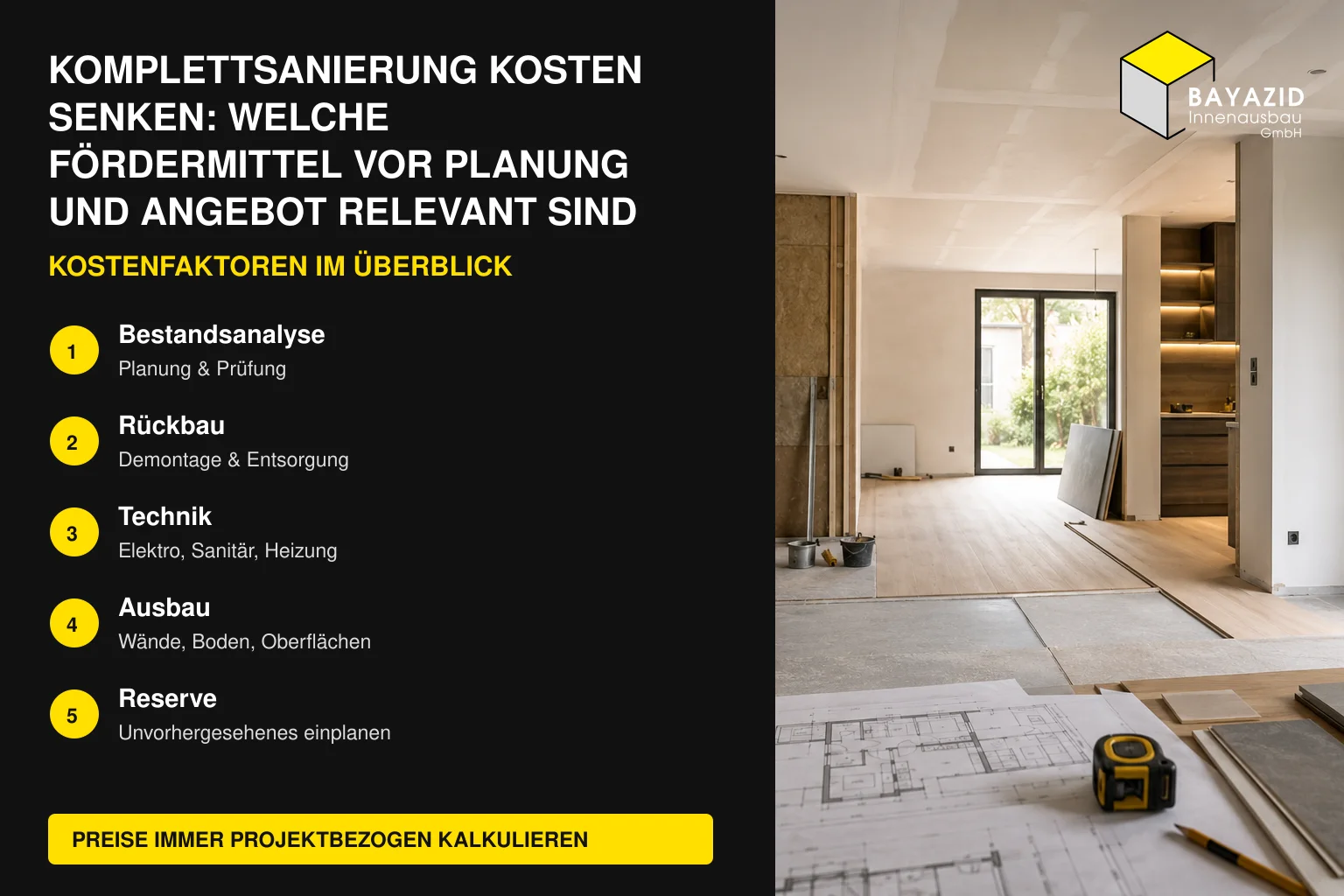 Komplettsanierung Kosten senken: Welche Fördermittel vor Planung und Angebot relevant sind