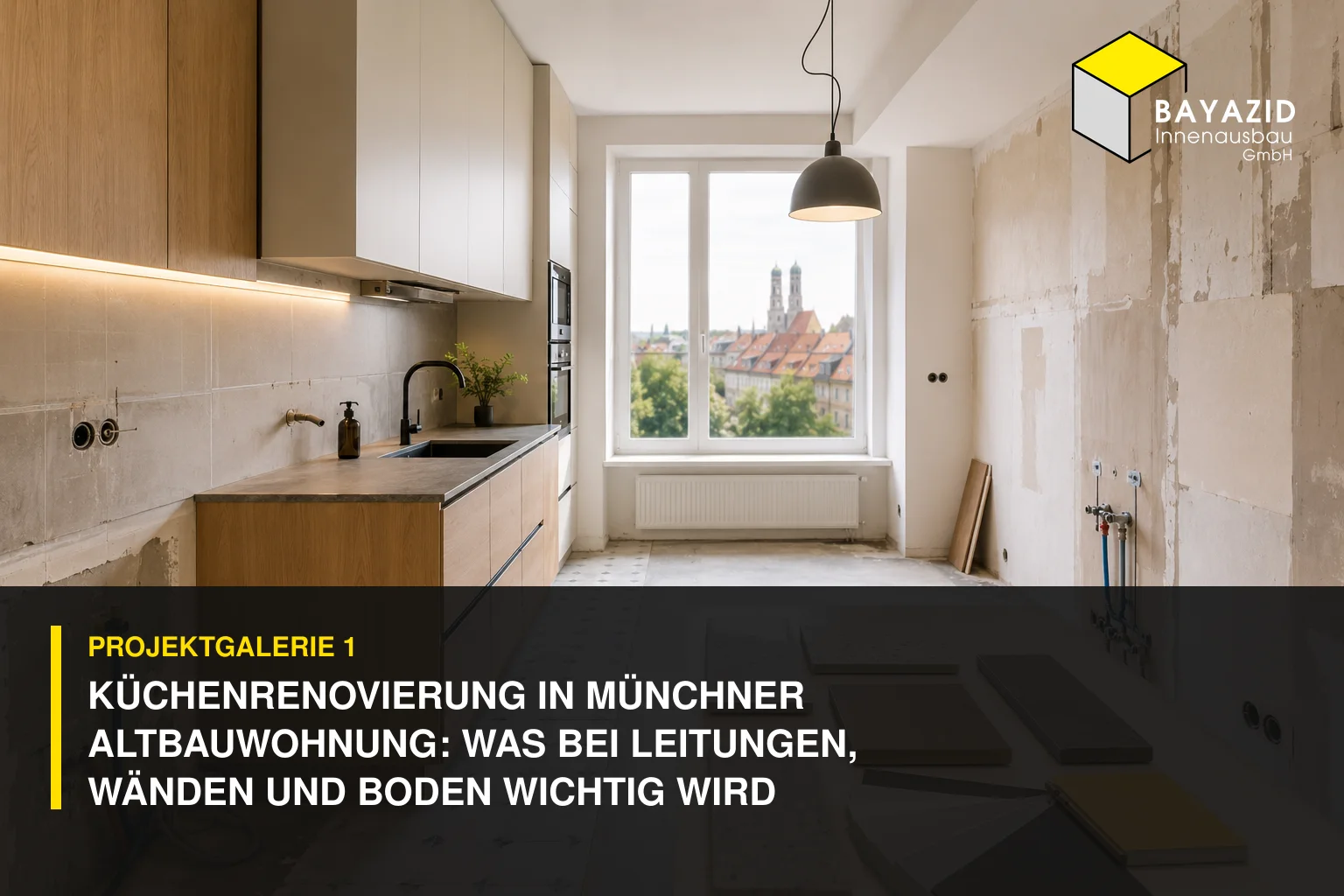Projektgalerie 1: Küchenrenovierung in Münchner Altbauwohnung: Was bei Leitungen, Wänden und Boden wichtig wird