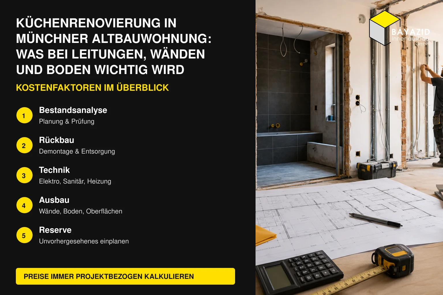 Küchenrenovierung in Münchner Altbauwohnung: Was bei Leitungen, Wänden und Boden wichtig wird