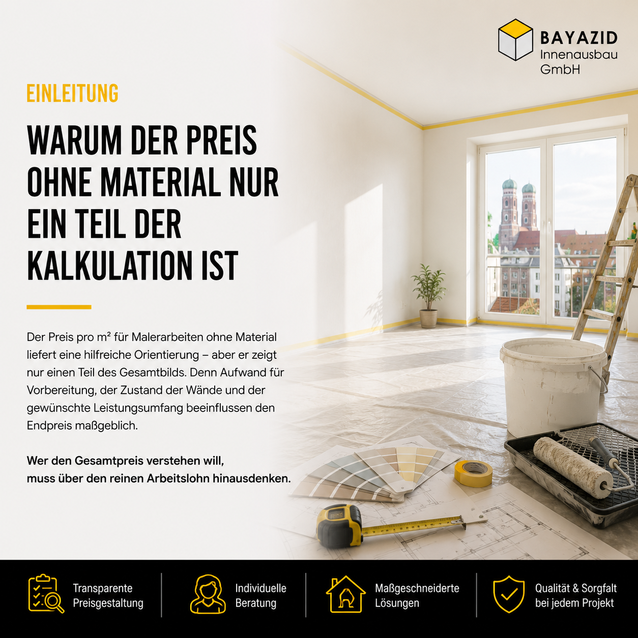 Streichen Preis pro m² ohne Material 2026 