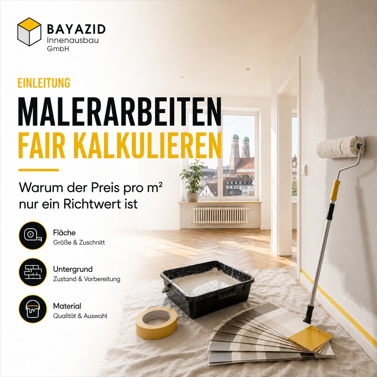 Maler Kosten pro m² mit Material