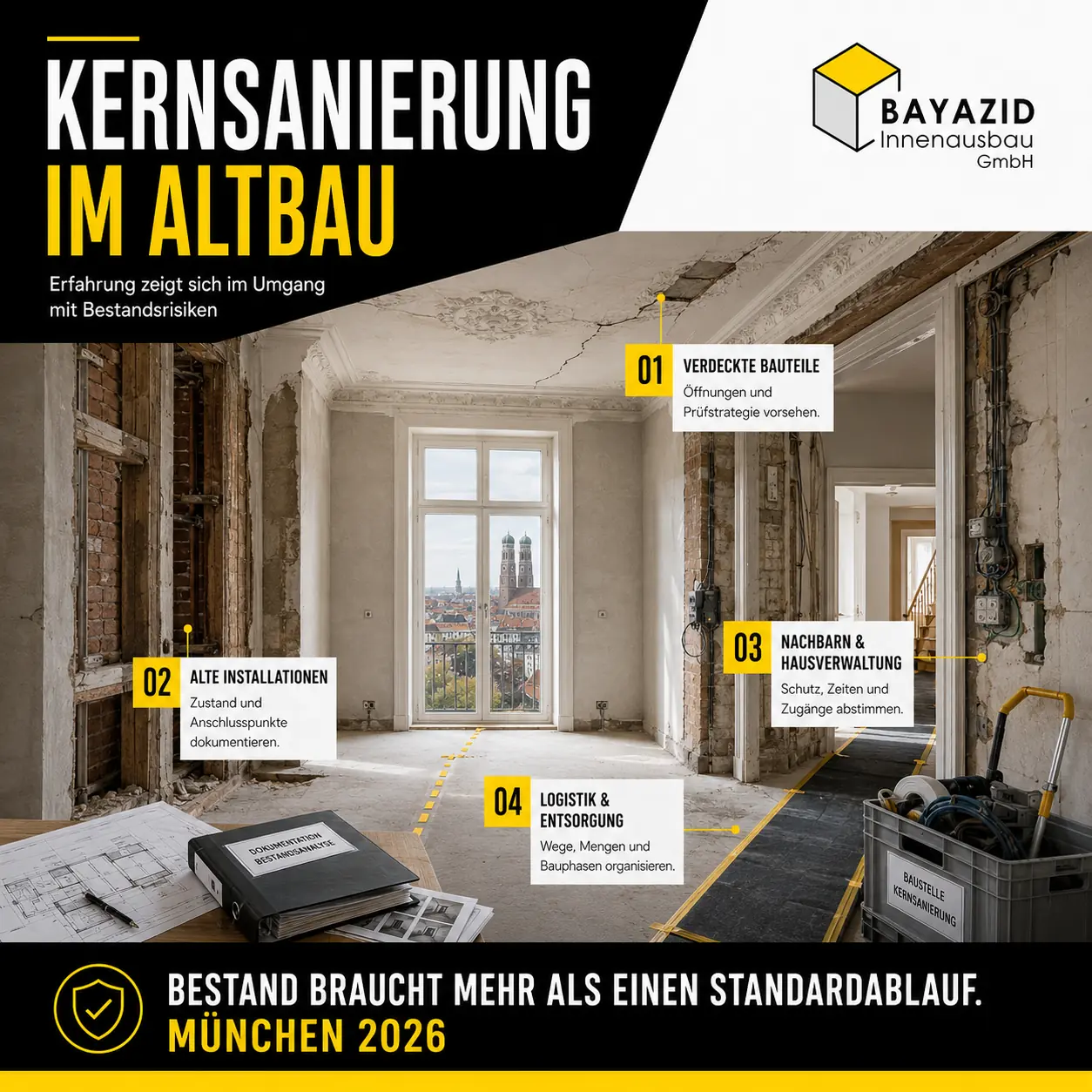 Firma für Kernsanierung in München finden: Woran Sie Erfahrung und saubere Koordination erkennen