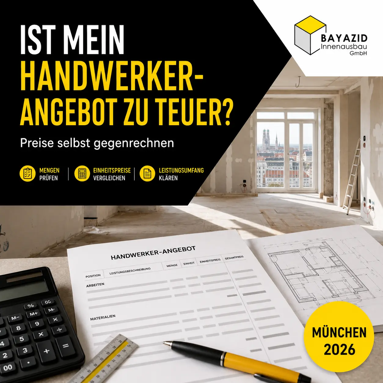 Ist mein Handwerker-Angebot zu teuer? Preise selbst gegenrechnen
