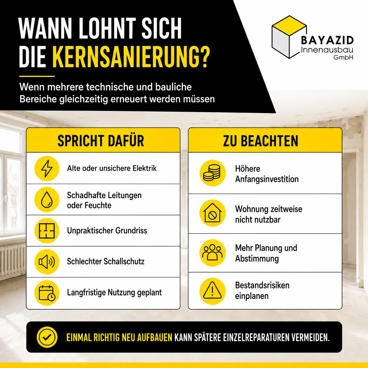 Kernsanierung Wohnung München: Von Grund auf neu