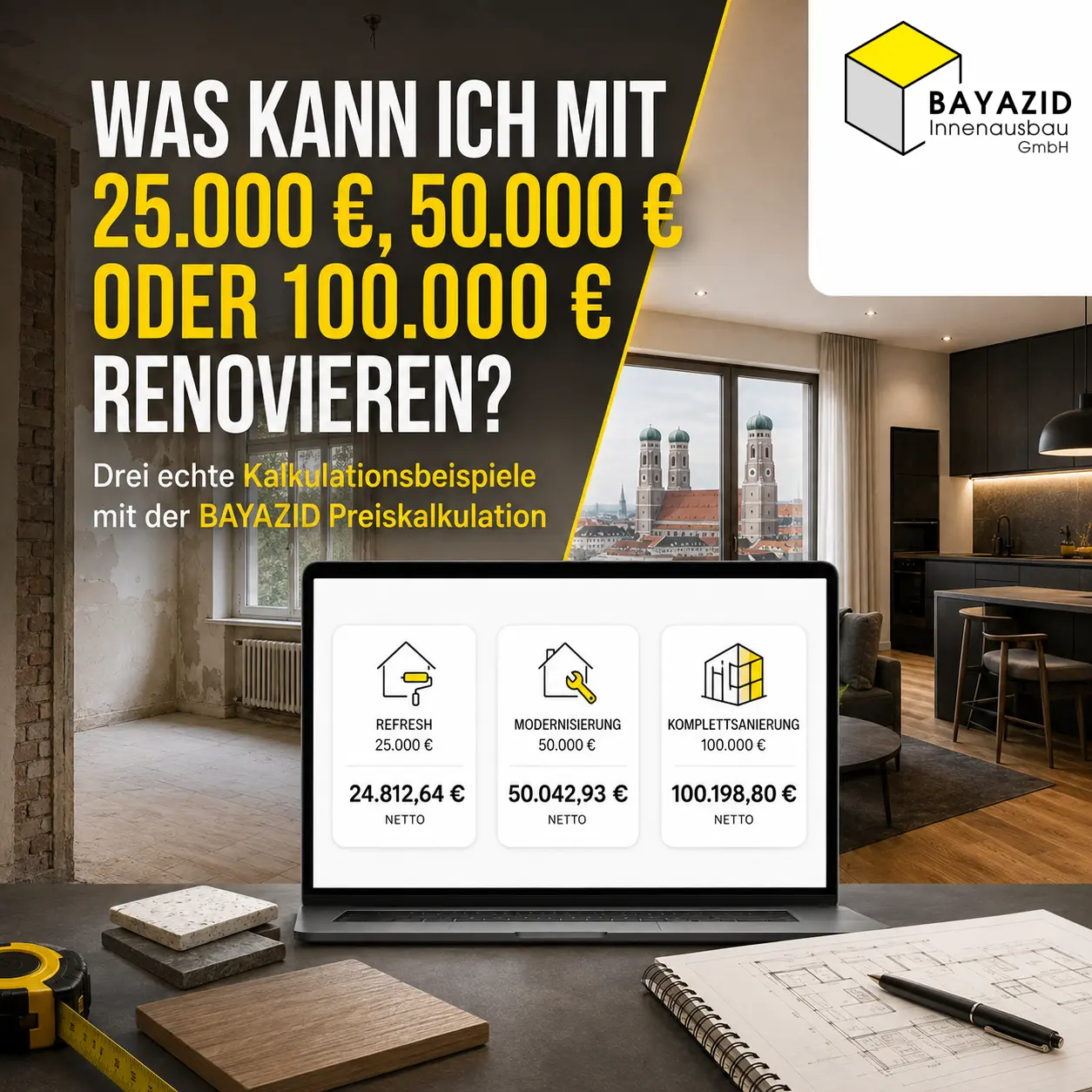 Was kann ich mit 25.000 €, 50.000 € oder 100.000 € renovieren?