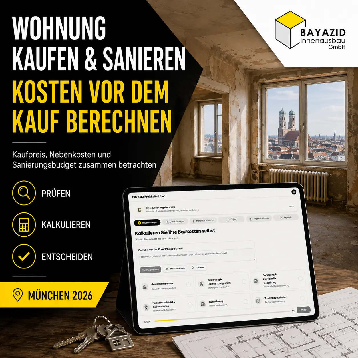 Wohnung kaufen und sanieren: Kosten vor dem Kauf berechnen