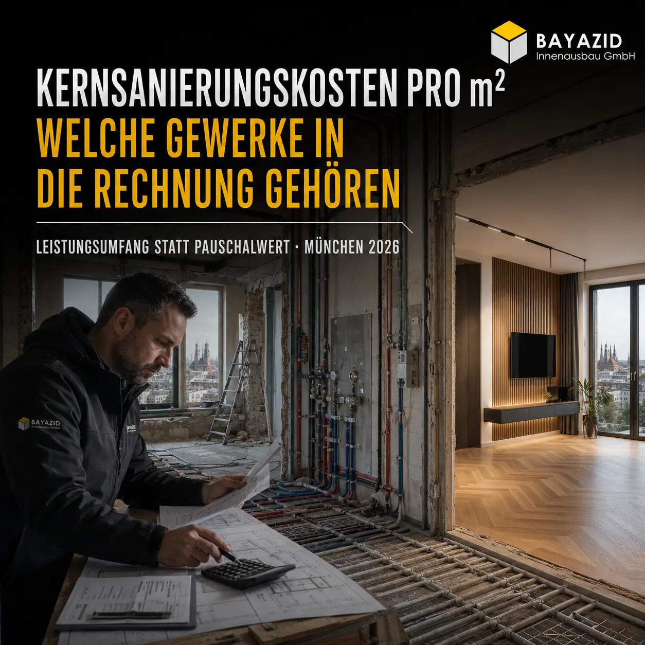 Kernsanierungskosten pro m² kalkulieren: Welche Gewerke in die Rechnung gehören