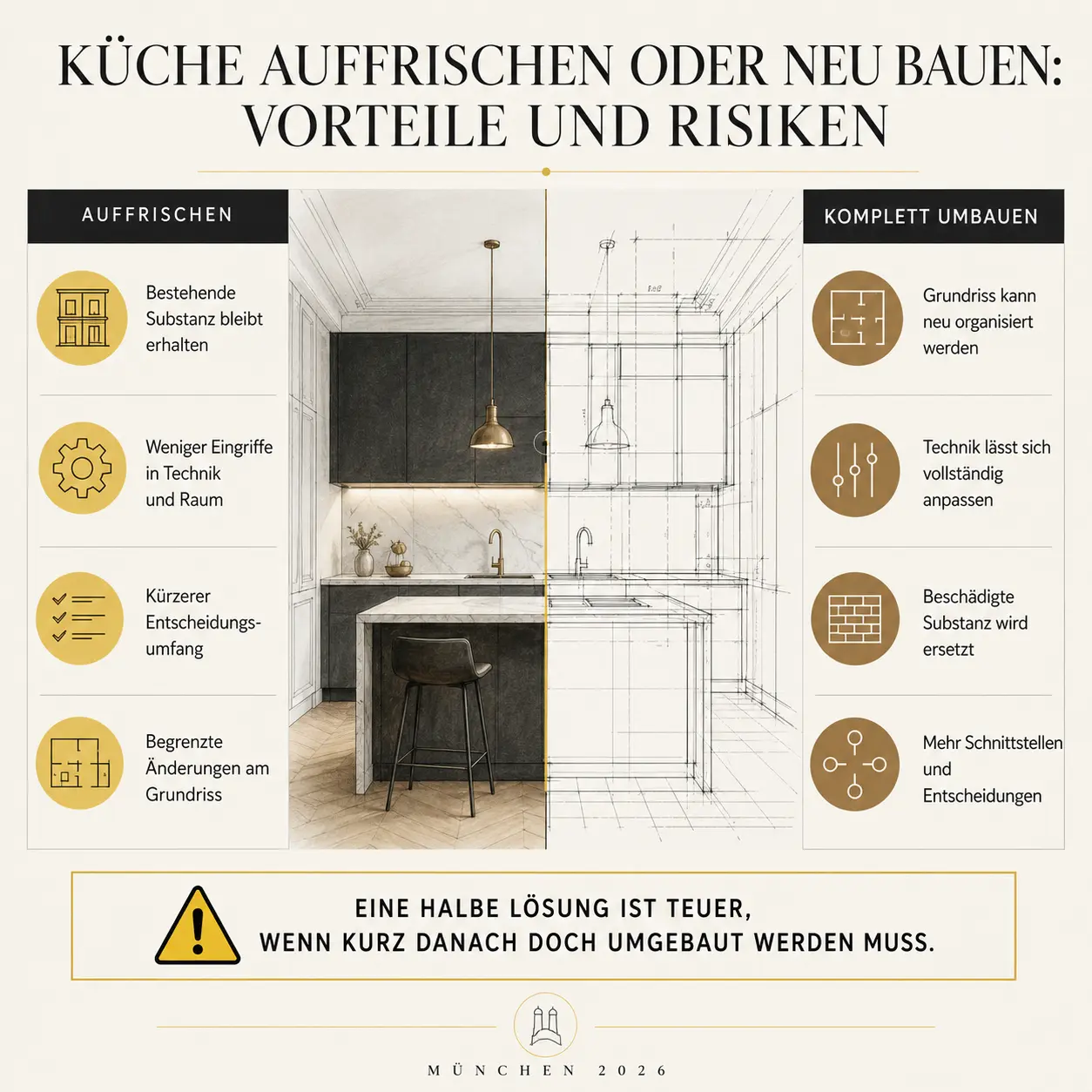 Küchenrenovierung oder neue Küche: Wann Auffrischen reicht und wann ein kompletter Umbau sinnvoll ist