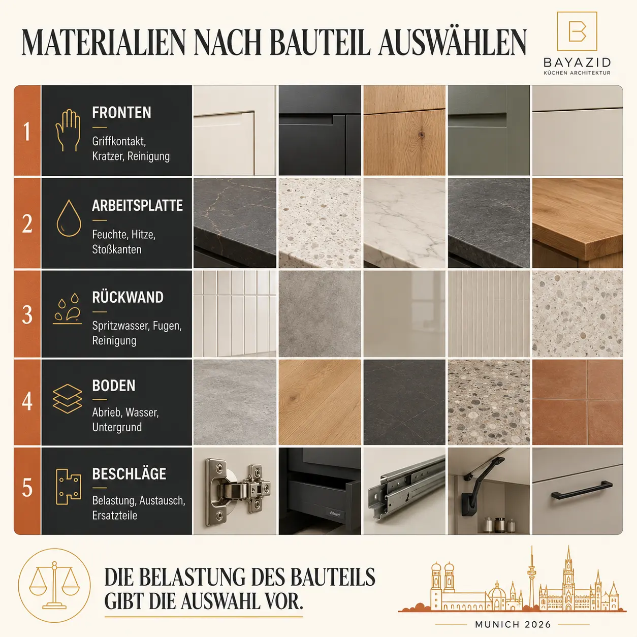 Küchenrenovierung Materialien: Welche Oberflächen bei Nutzung, Pflege und Budget sinnvoll sind