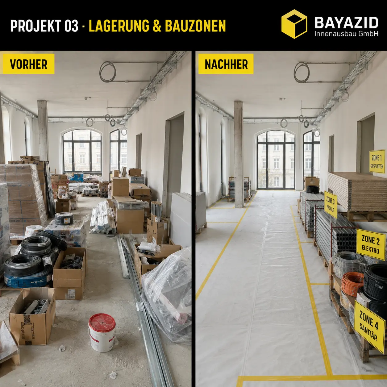 Vorher und nachher: Lagerung und Bauzonen