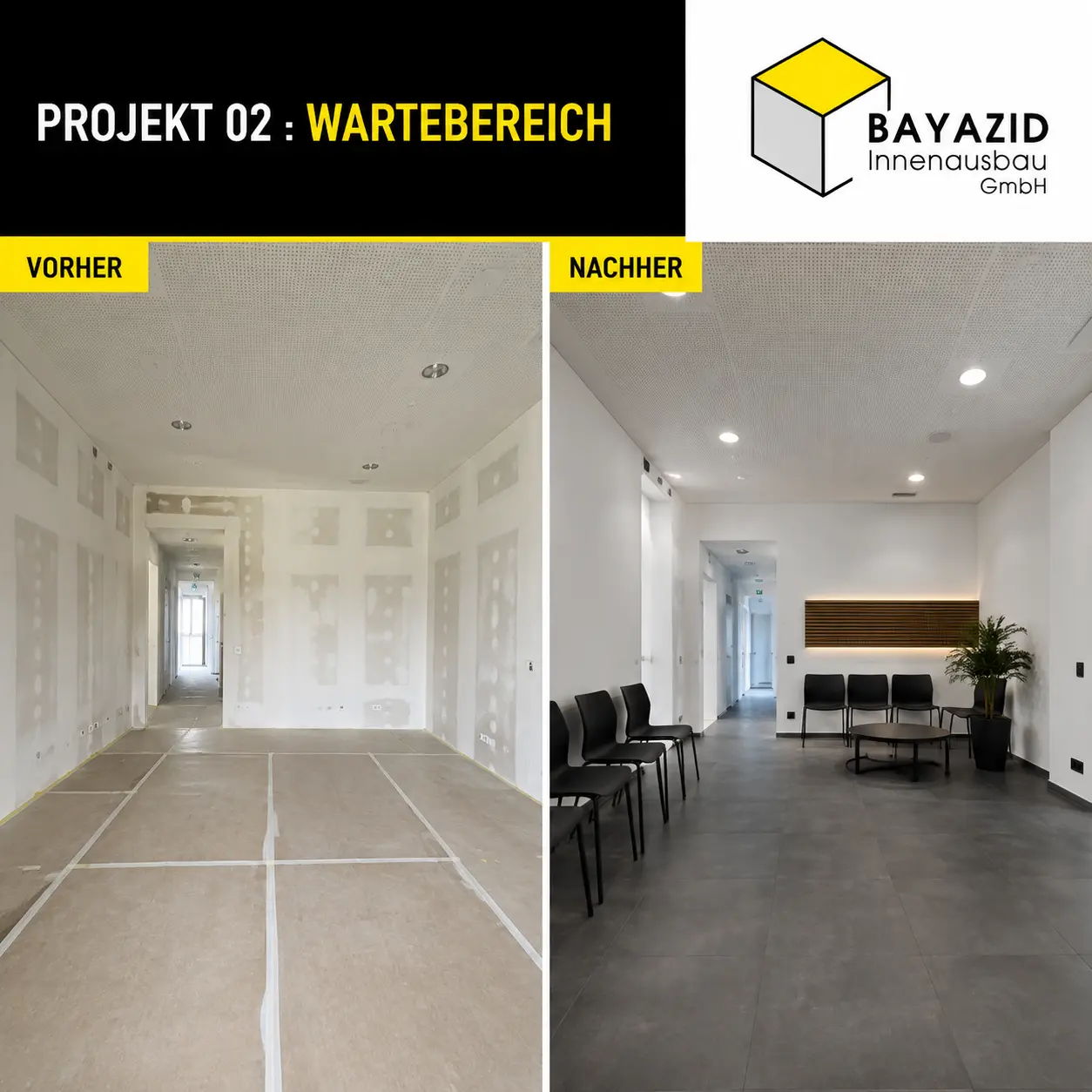 Vorher und nachher: akustisch geplanter Wartebereich