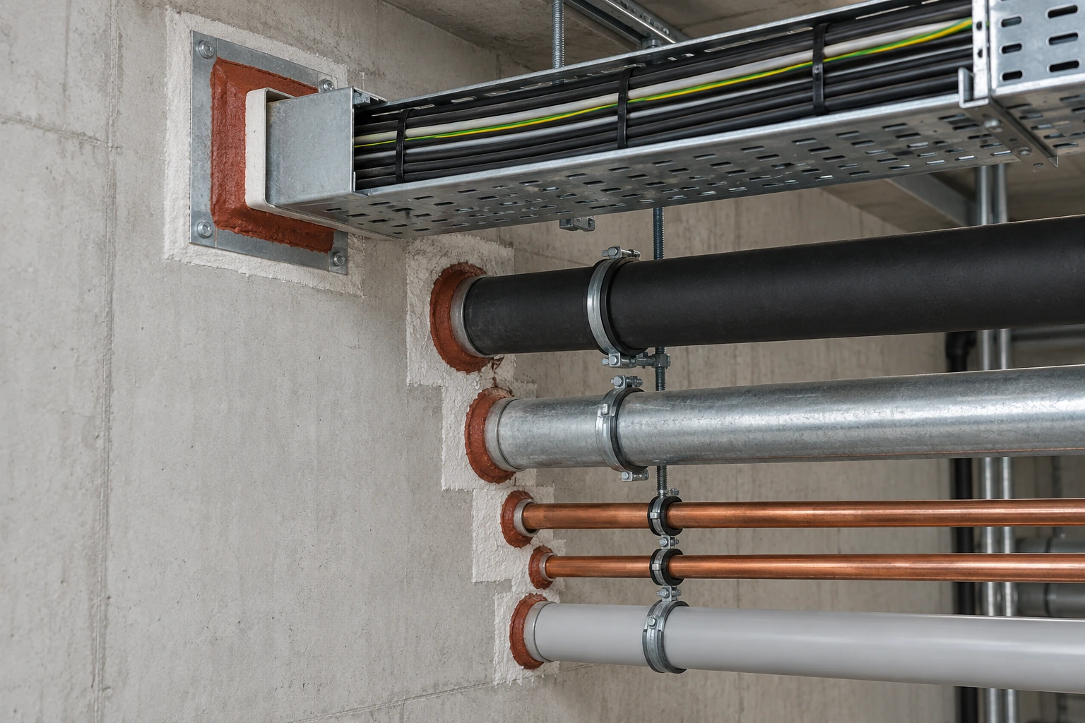 Visualisierung fachgerecht abgeschotteter Kabel- und Rohrdurchführungen