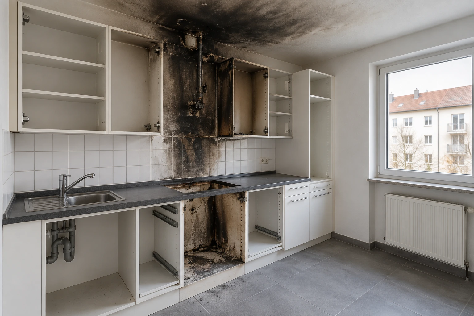 Visualisierung eines lokal begrenzten kalten Brandschadens
