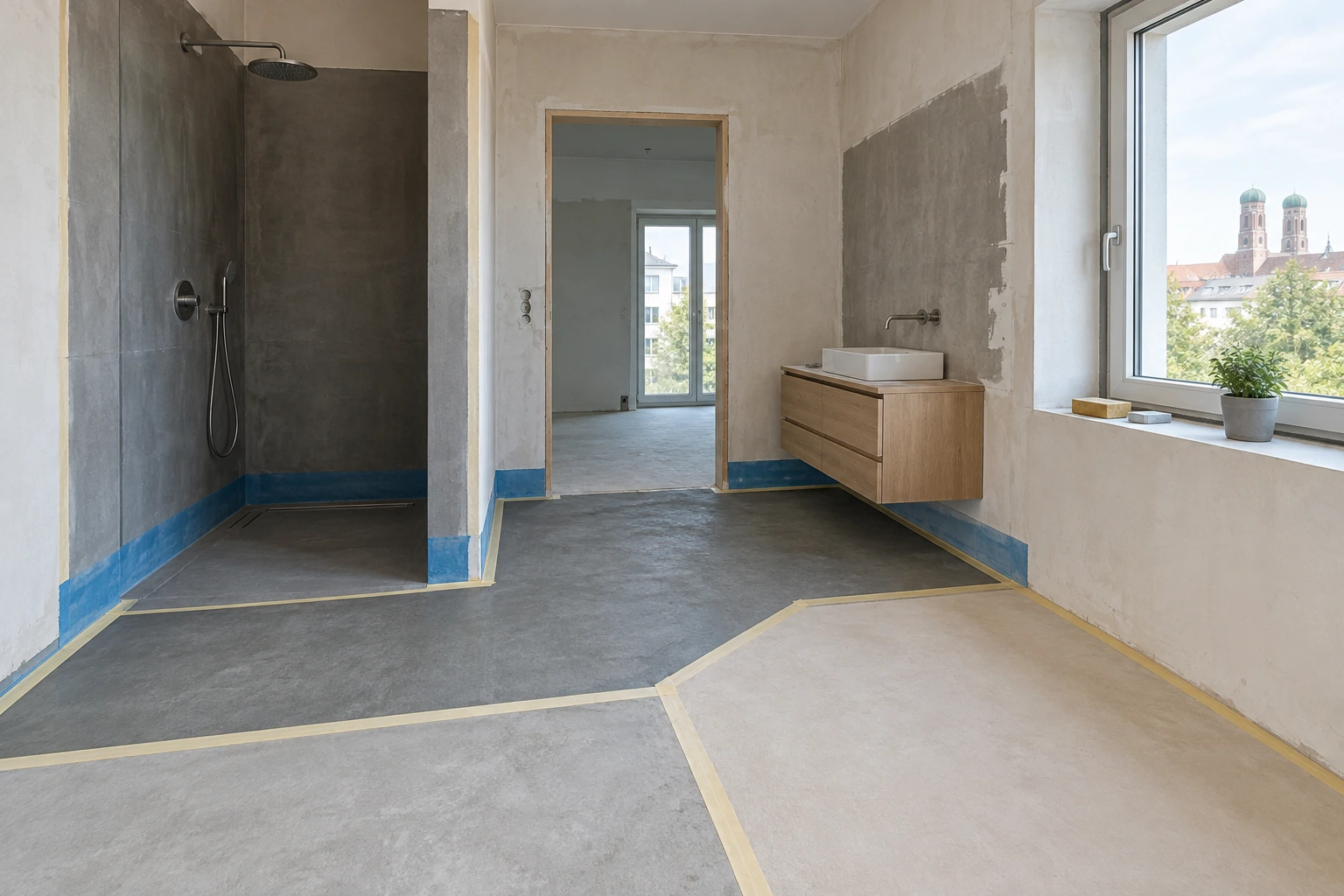 Fugenloser Bodenbelag im Bad: Aufbau
