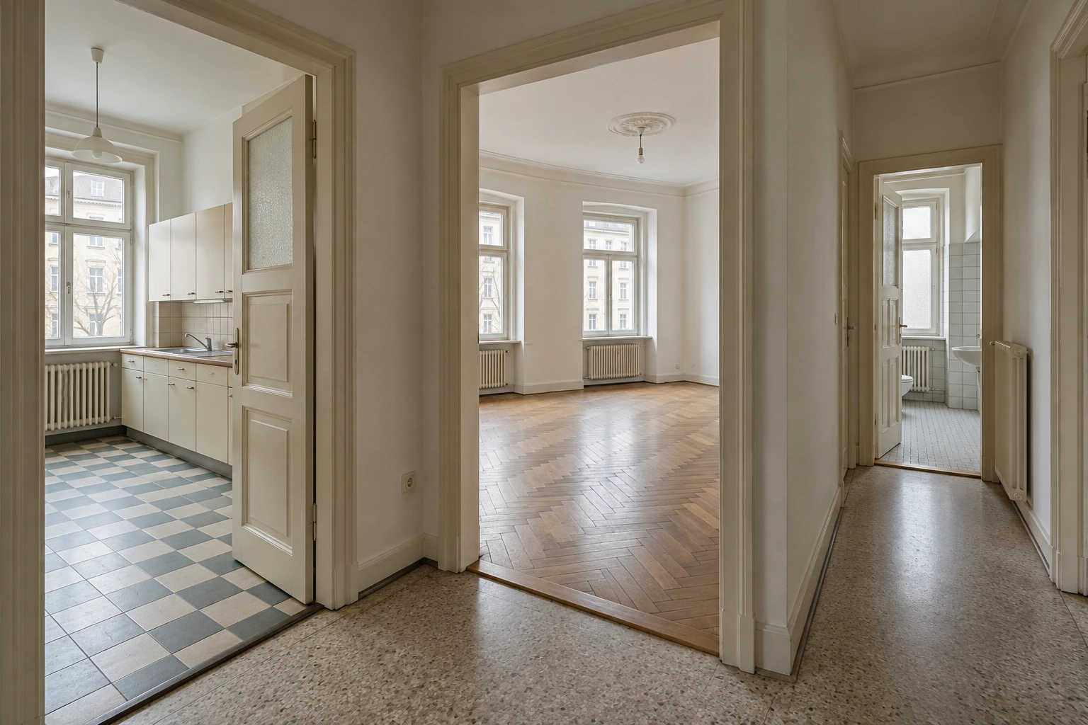 Visualisierung der bestehenden Wohnung vor der Komplettsanierung
