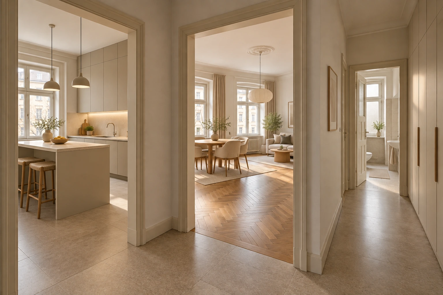 Visualisierung der abgestimmten Wohnung nach der Komplettsanierung