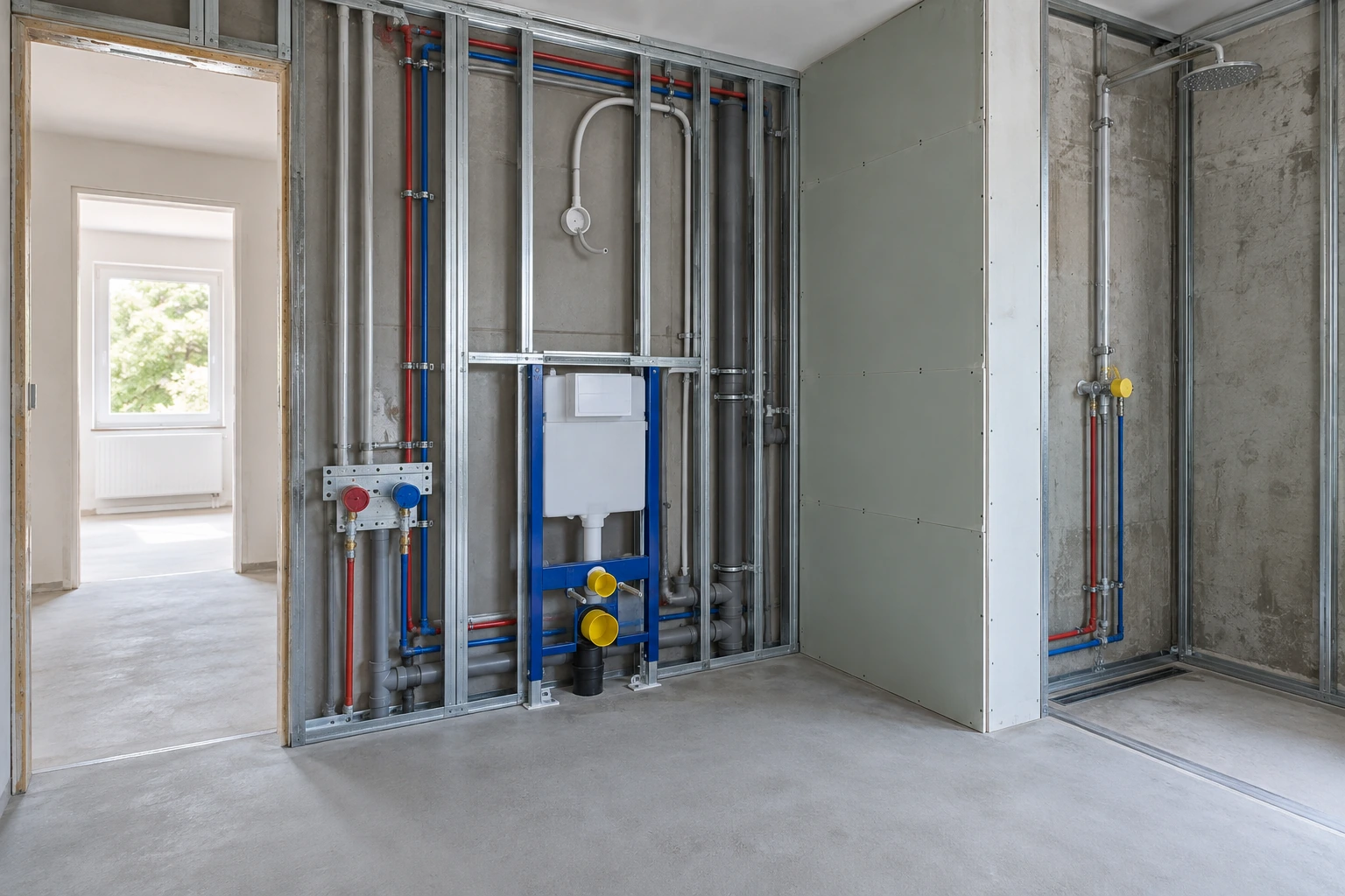 Visualisierung der Rohinstallation für eine Badsanierung