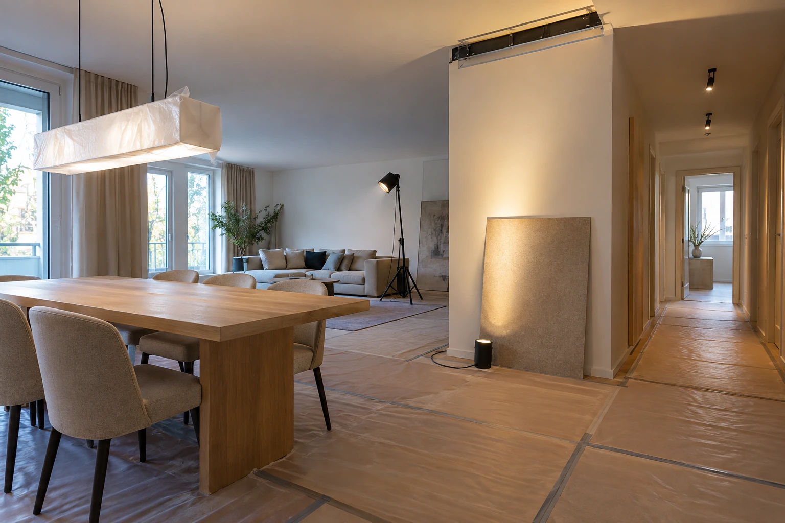Bemusterung von Pendelleuchte, Wandlicht und flexiblem Wohnlicht