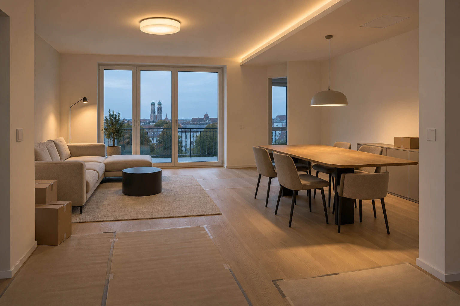 Installierter Wohnraum mit erhaltenem Grundlicht und ergänzten Lichtgruppen