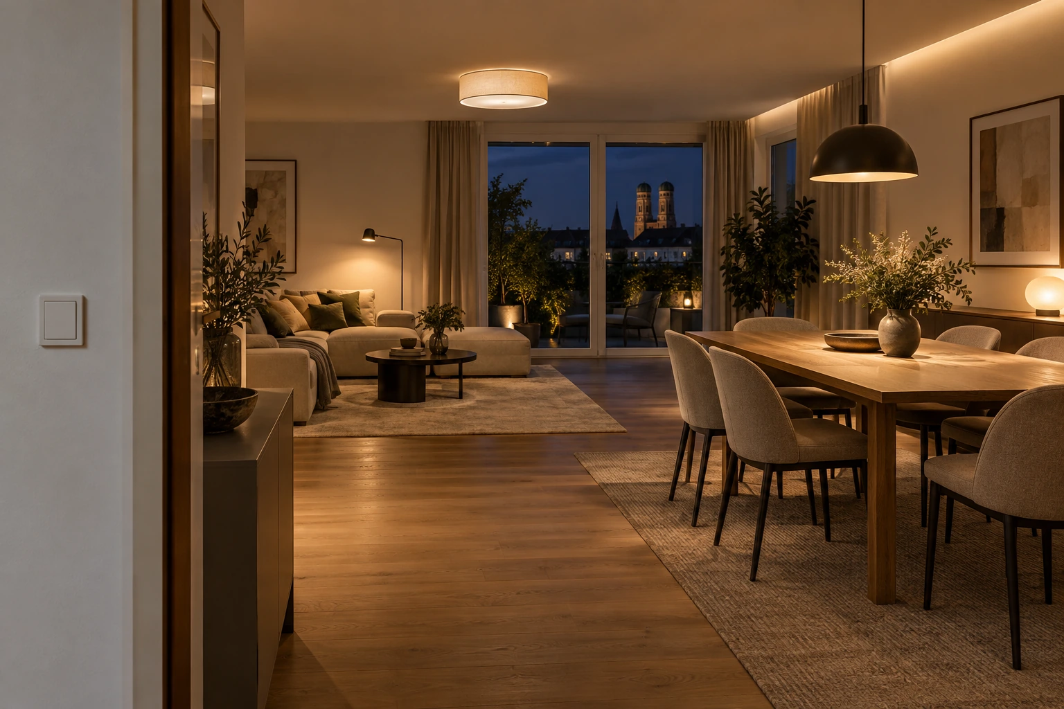 Fertiger Wohnraum mit intuitiv bedienbaren Lichtgruppen für den Alltag