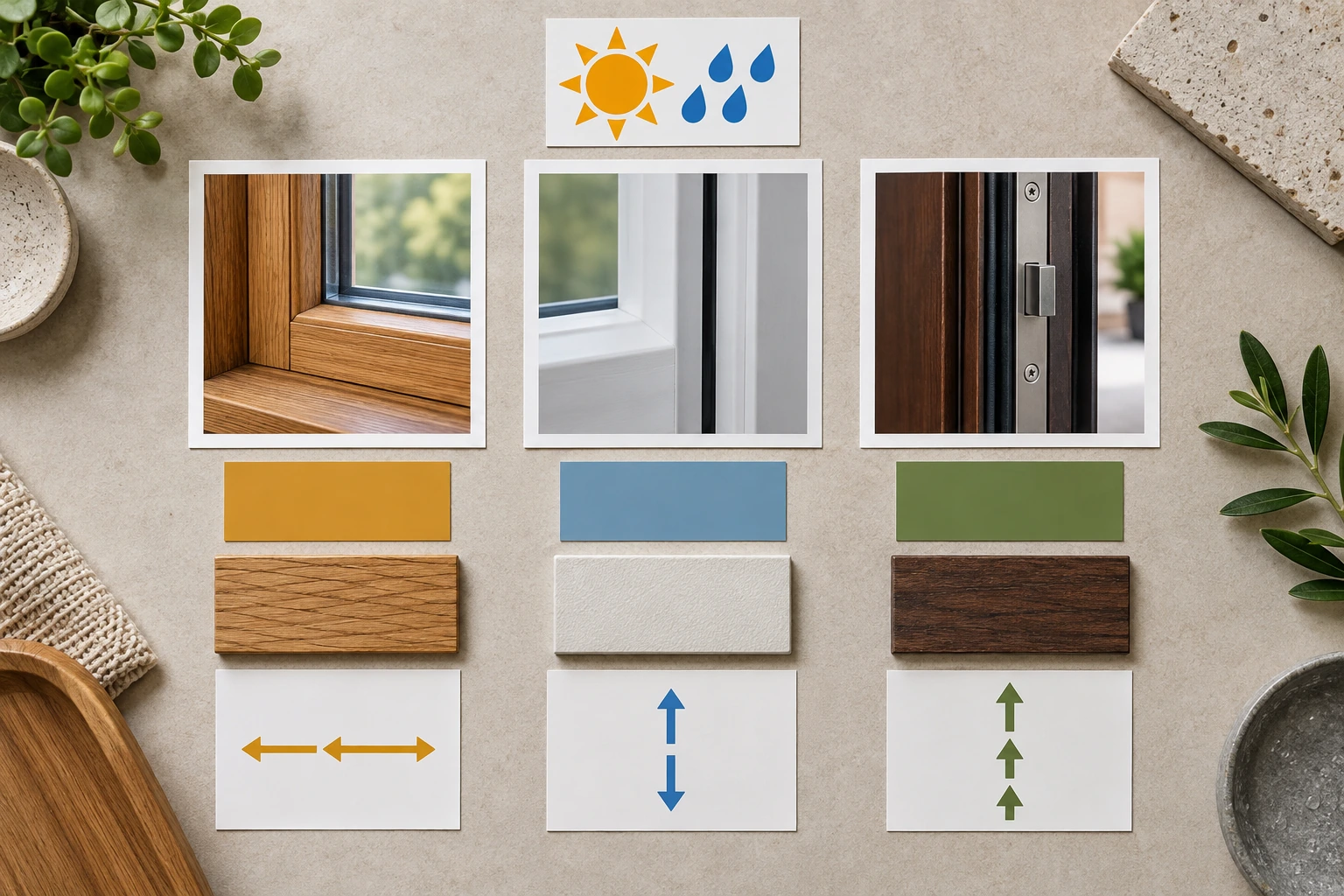 Elementdokumentation mit Detailfotos, Materialkarten, Wetterbezug und Bewegungsrichtung