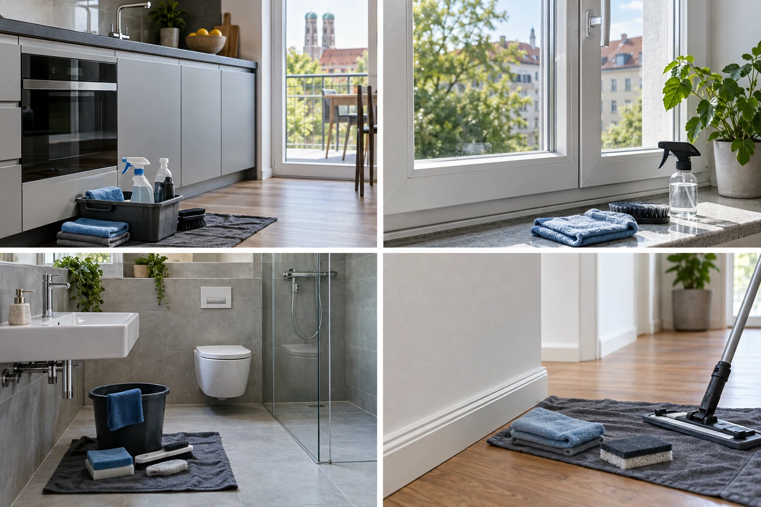 Detailreinigung an Küchenfronten, Fensterrahmen, Badarmaturen und Sockelleisten