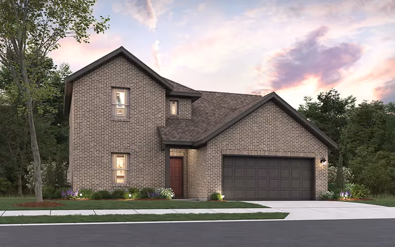 Exterior photo (rendering) of brick 2 story home