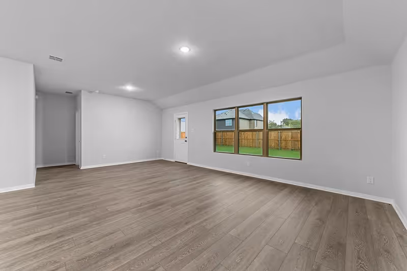 Open living room with vinyl flooring