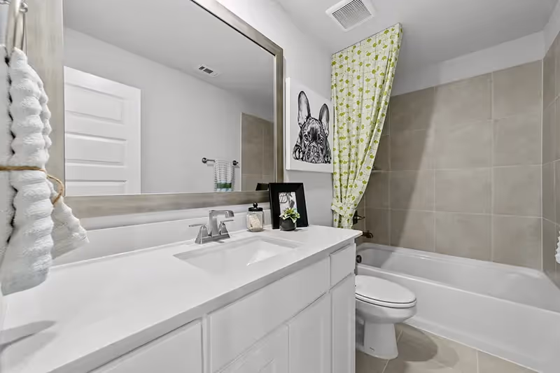 bathroom with shower/bath combo and sink