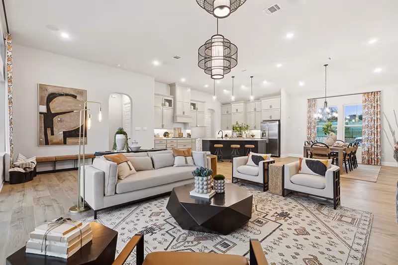 living room with couches for seating and funished