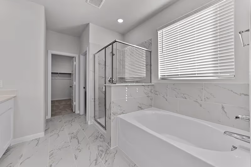 owners bath with walk in shower and separate bathtub