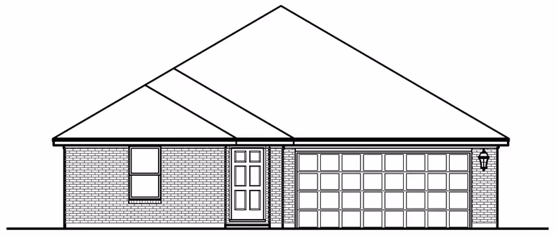 Drawing of a one story brick home