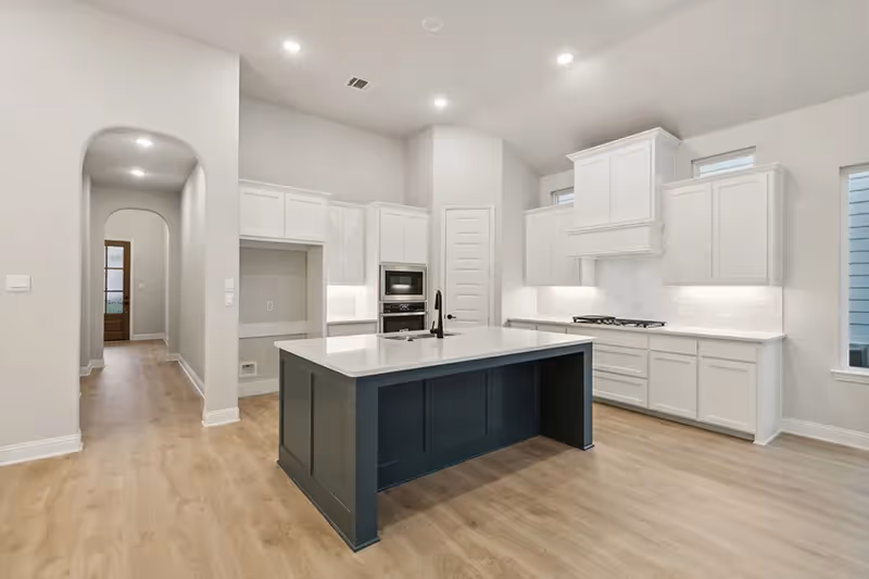 kitchen island and cabinets