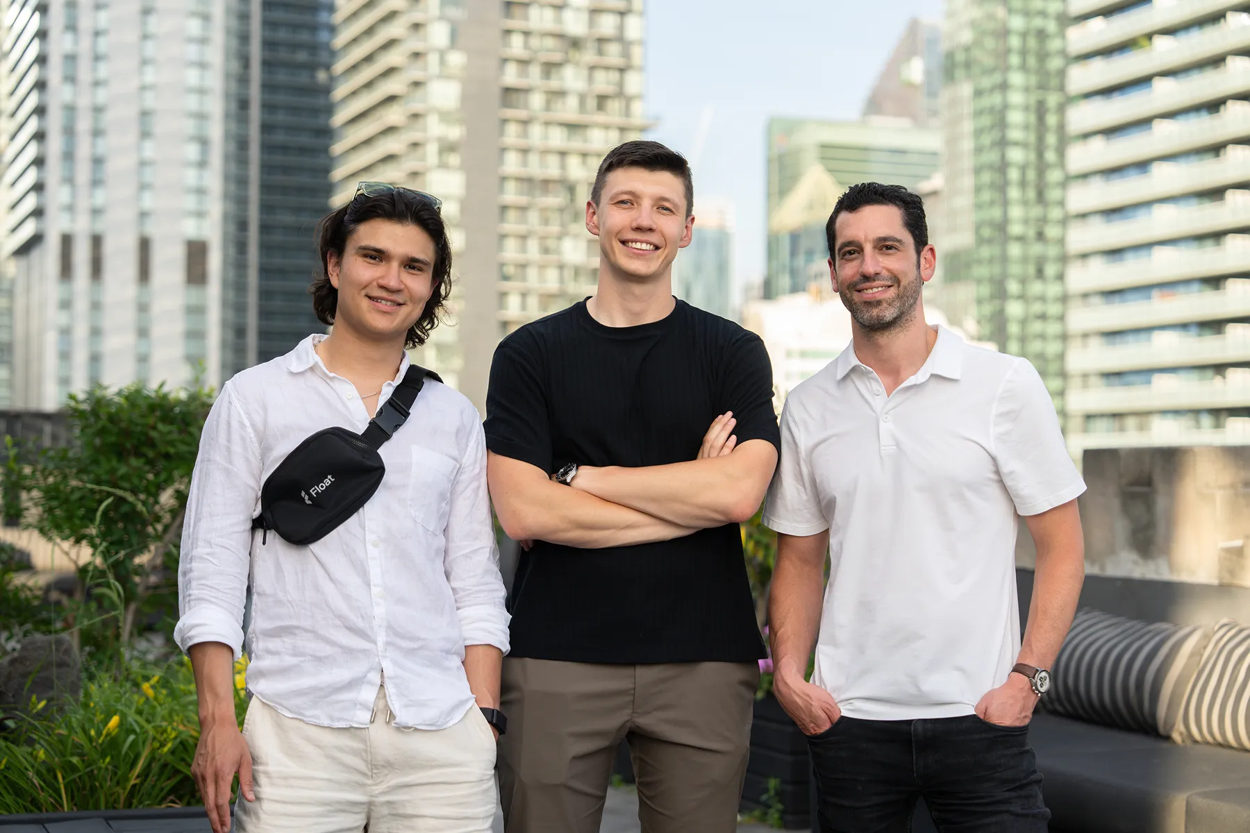 Photos of Float co-founders, Griffin Keglevich, Ruslan Nikolaev, and Rob Khazzam