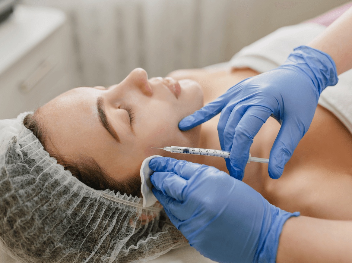 Patient receiving facial Botox injection from the best doctor for Botox in East Brunswick for wrinkle reduction and rejuvenation.