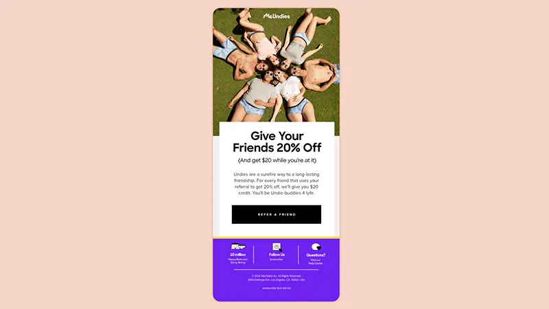 MeUndies: A Straightforward Cash Incentive