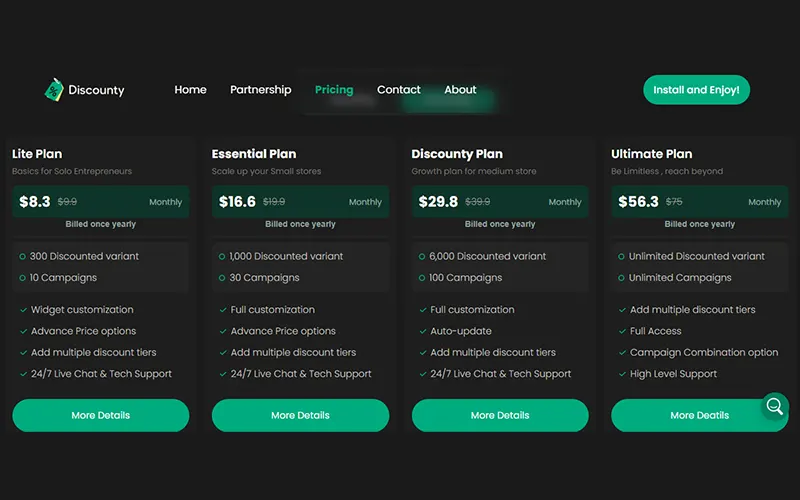 Discounty pricing plans