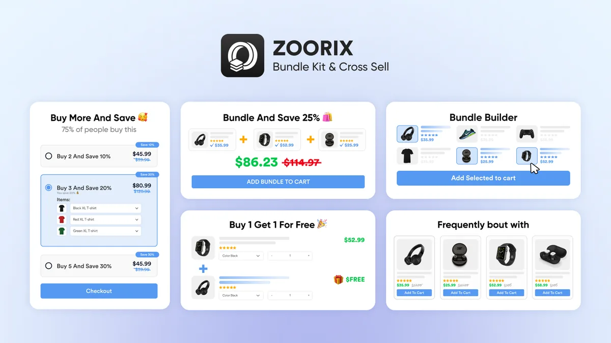 Zoorix Bundles and Cross Sell listing image from the Shopify App Store
