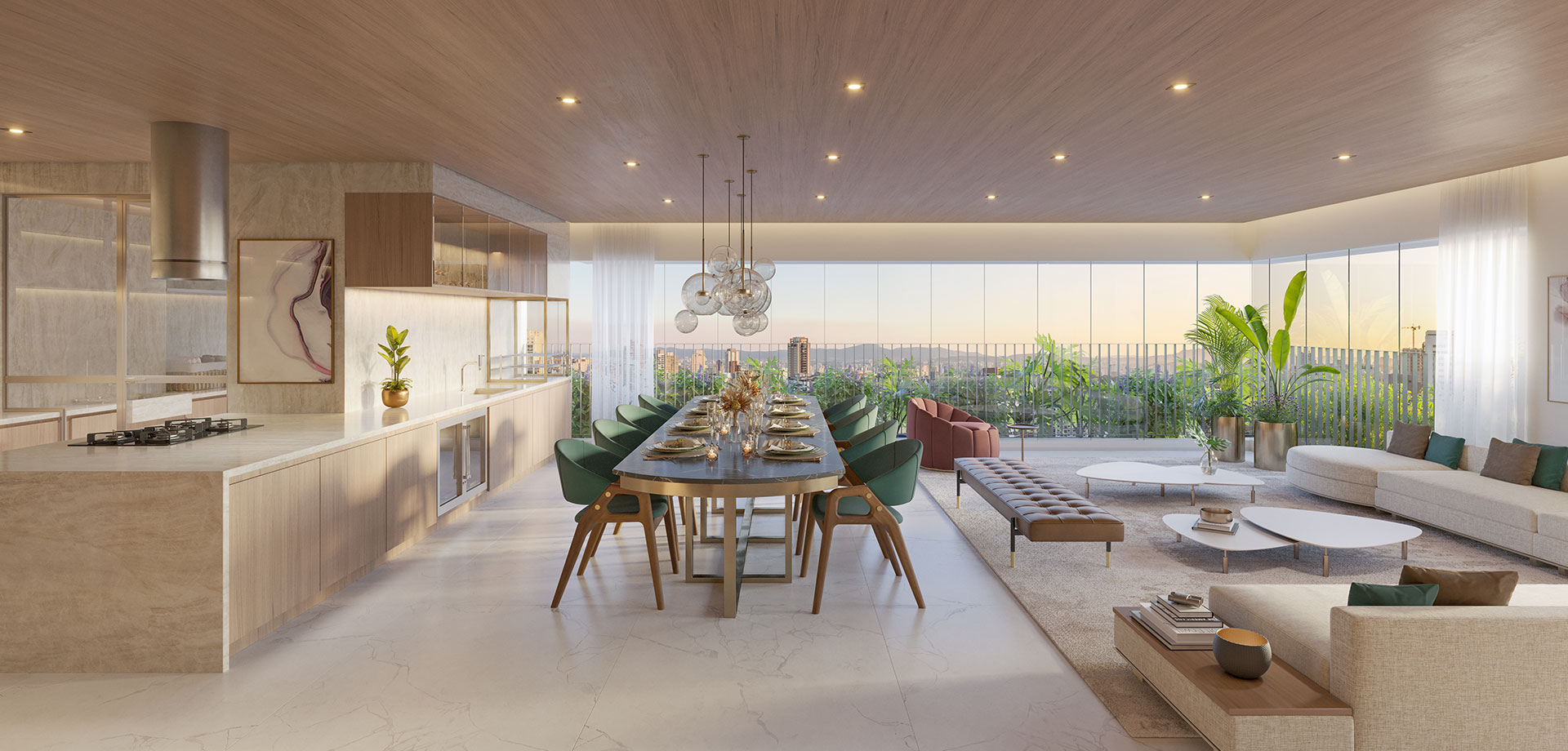 Living do apartamento de 177m²