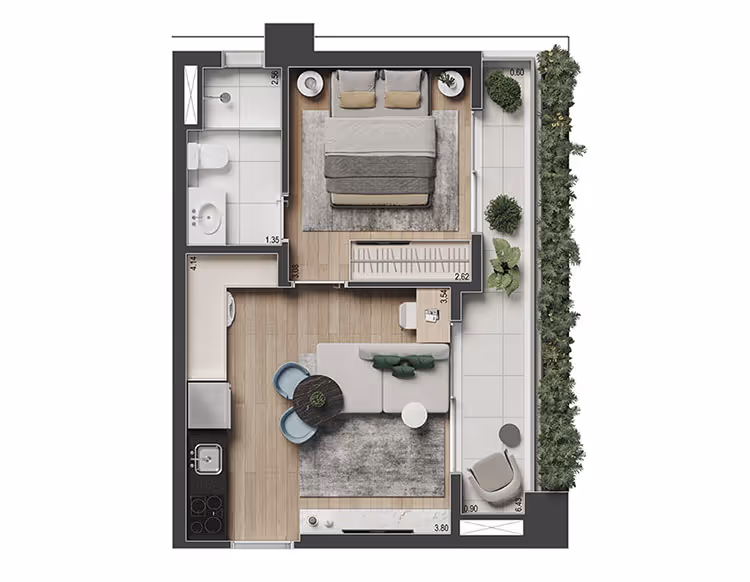 1 DORM. / 37 M²