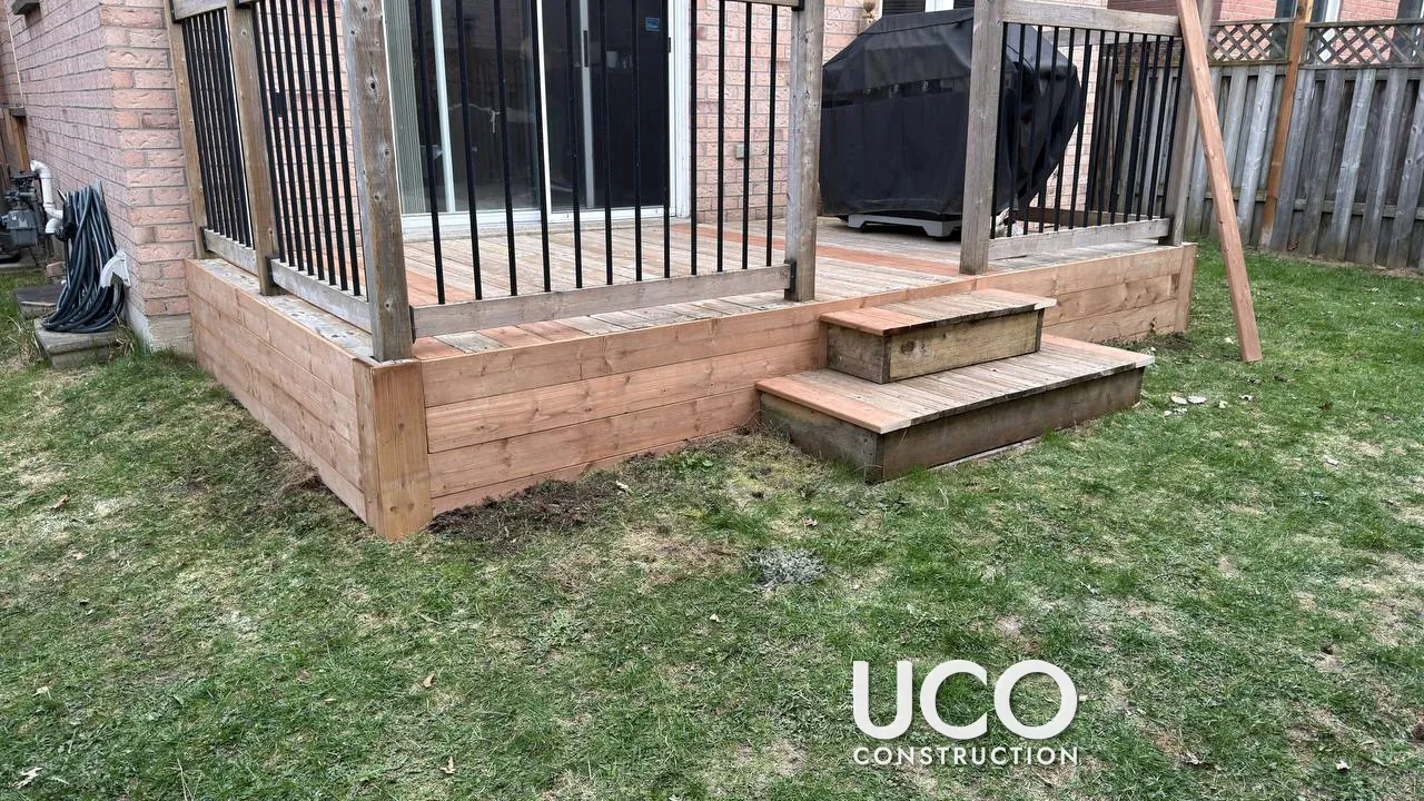 Deck Repair in Scarborough: Mildewed Deck Power Washed, Worn Boards Replaced and Old Lattice Swapped for Solid Wood Deck Skirting