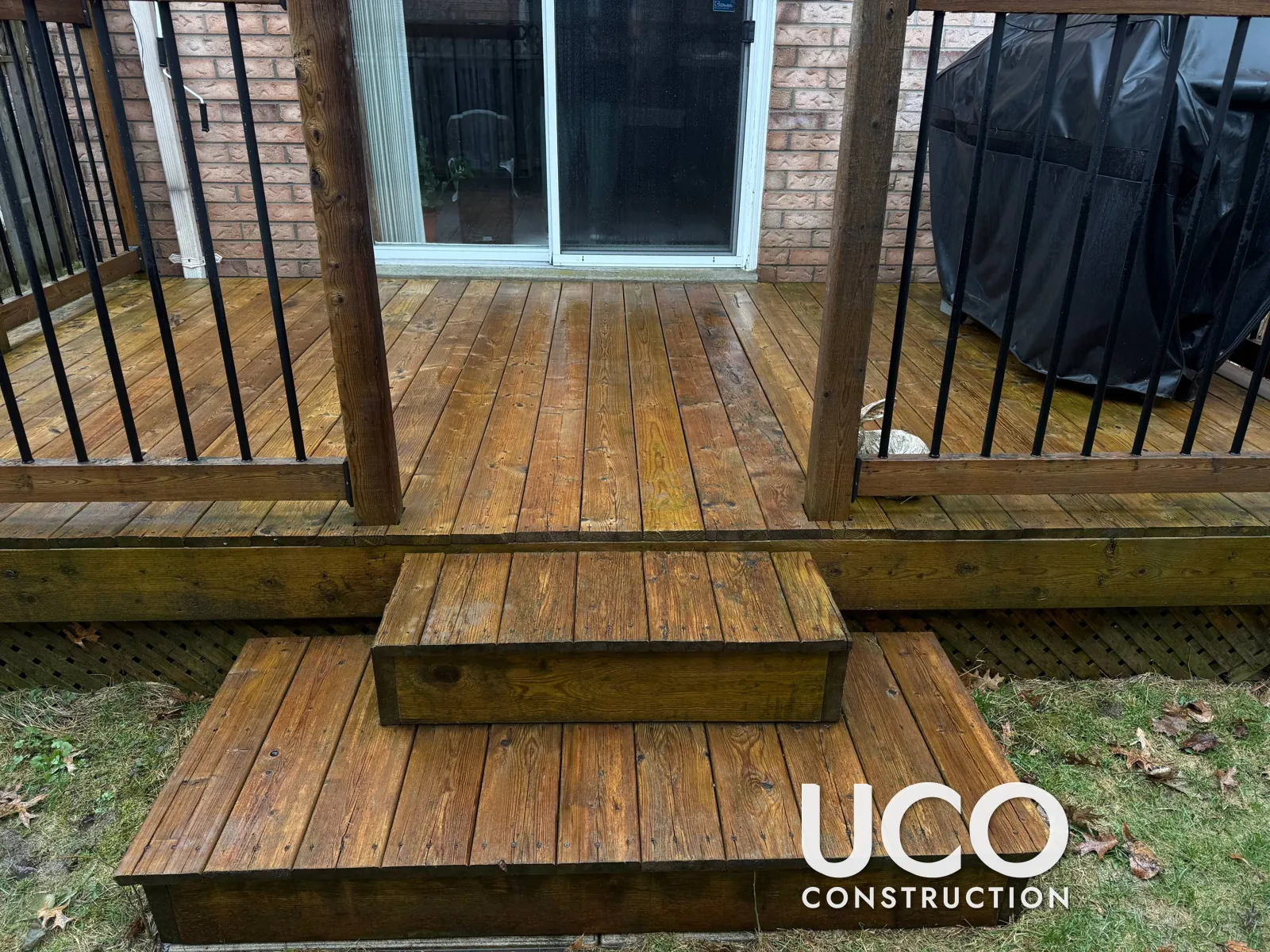 Deck Repair in Scarborough: Mildewed Deck Power Washed, Worn Boards Replaced and Old Lattice Swapped for Solid Wood Deck Skirting